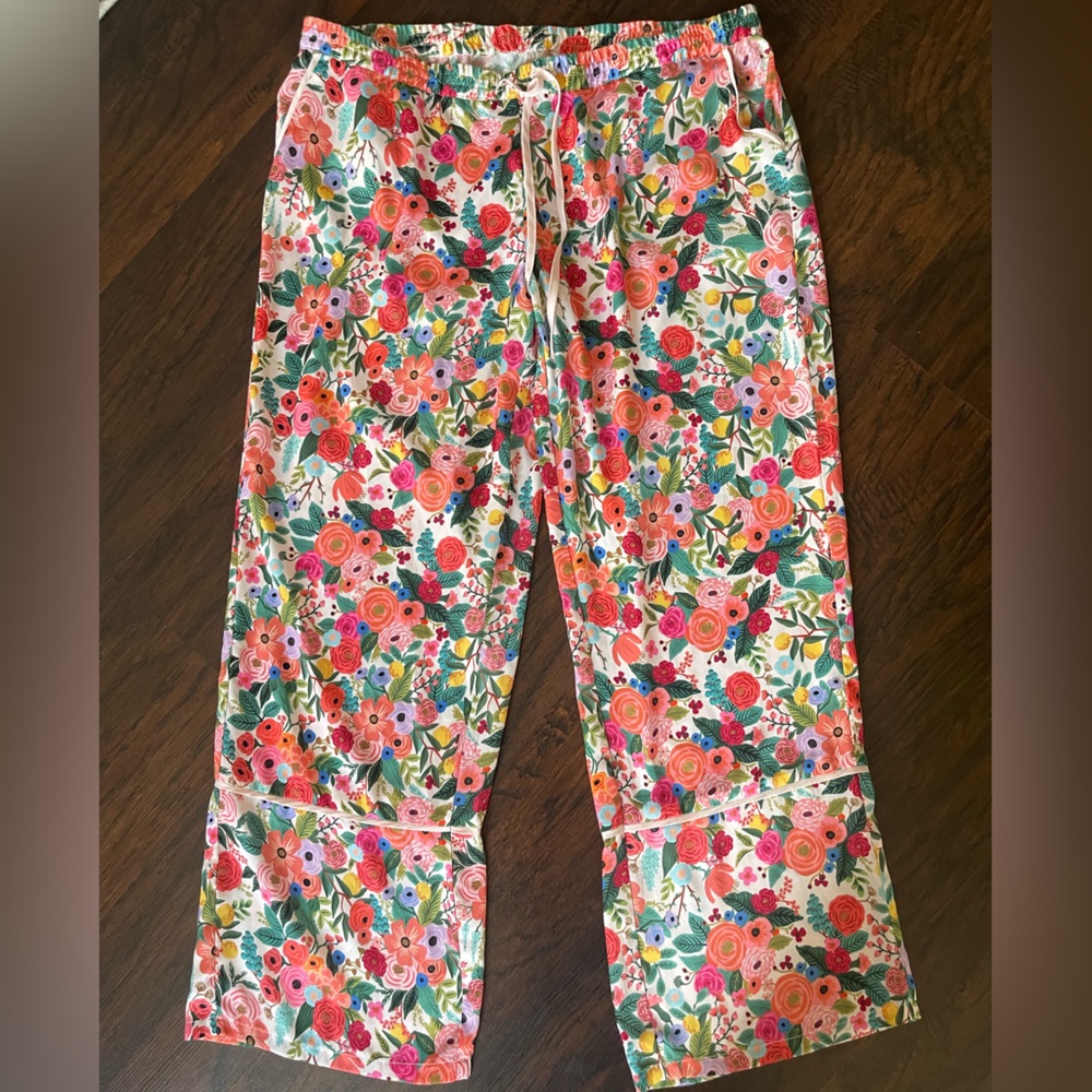 Rifle Paper Co. x Summersalt Garden Party Cloud 9 Pajama Wide Leg Pants Sz L